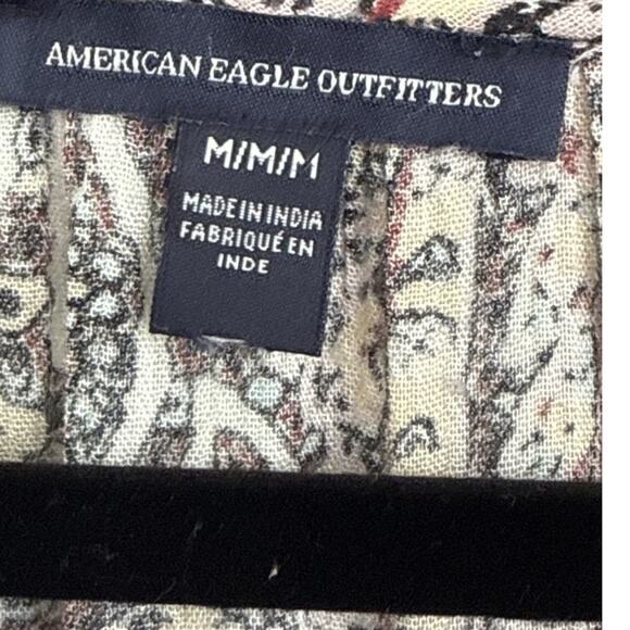 American Eagle Women M Boho Peasant Top Paisley Flowy Romantic Victorian Cottage - Picture 7 of 11